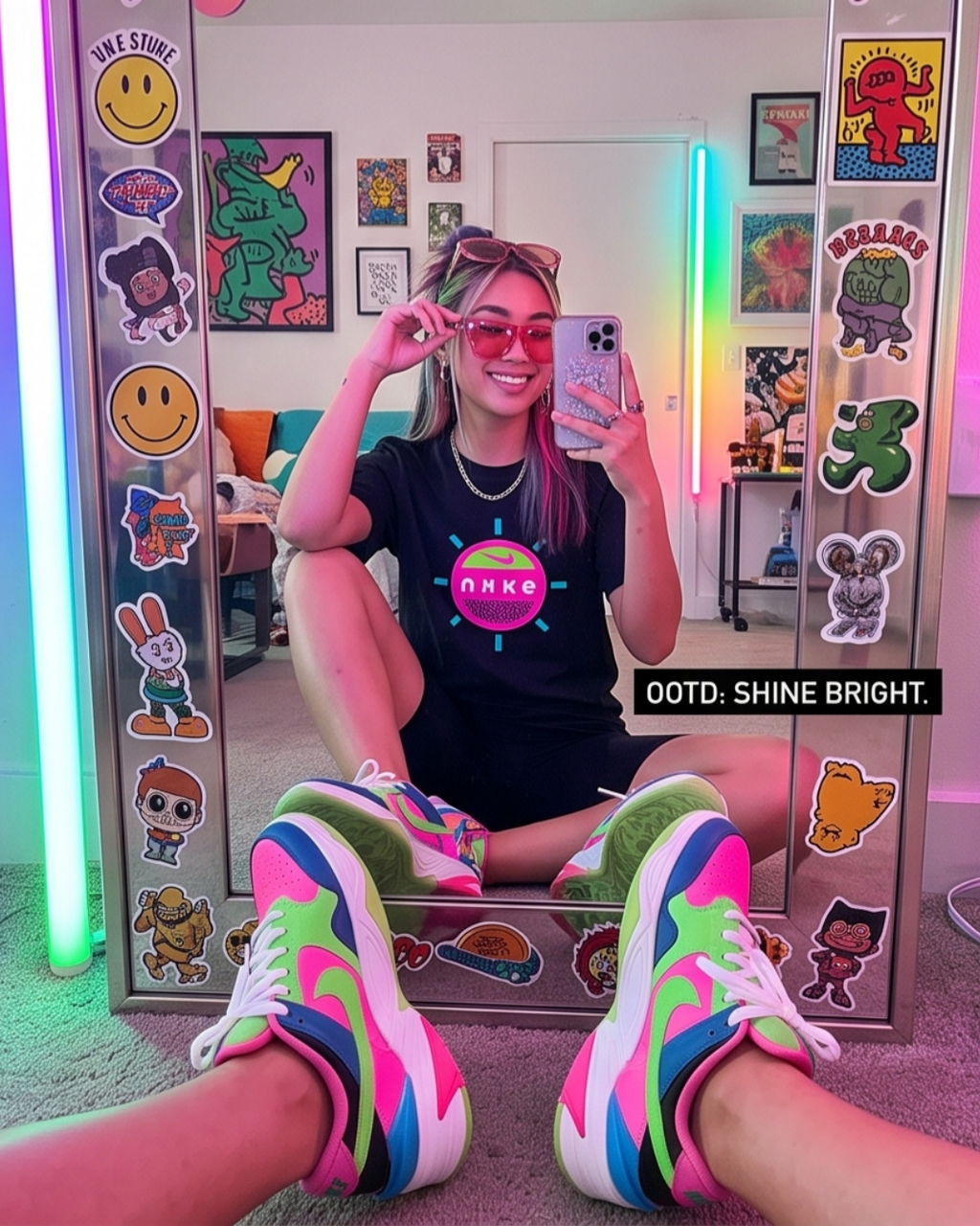 Nike Black Neon Circle Graphic Tee