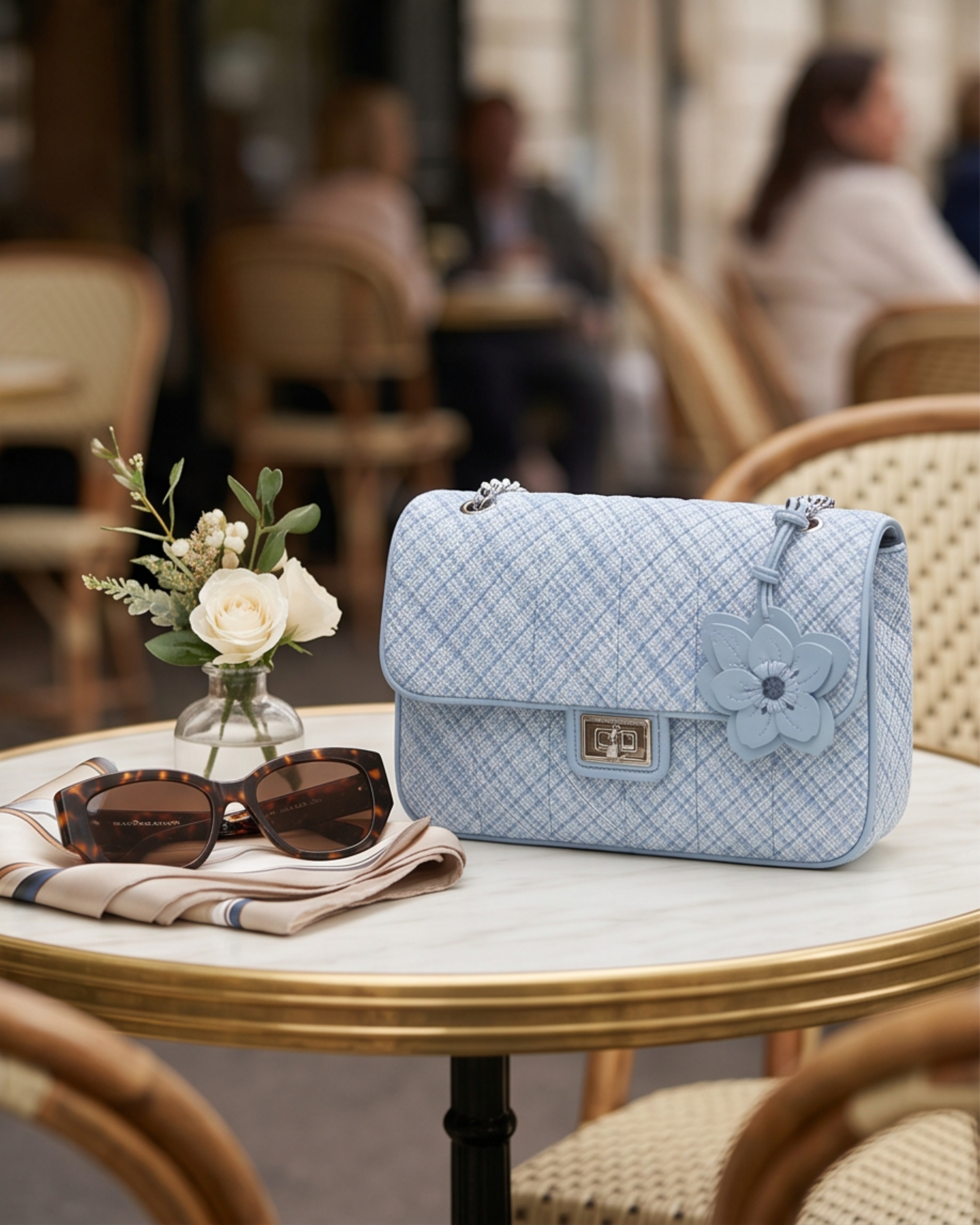 Agyness Quilted Tweed Shoulder Bag by Karl Lagerfeld Paris