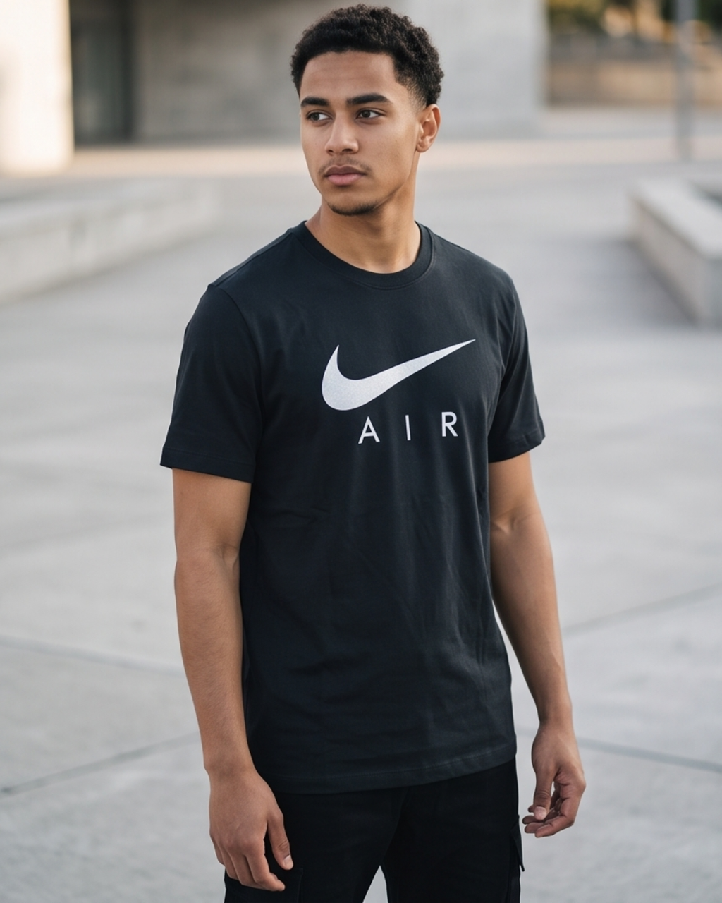 Nike Black Tee with Silver Air Swoosh