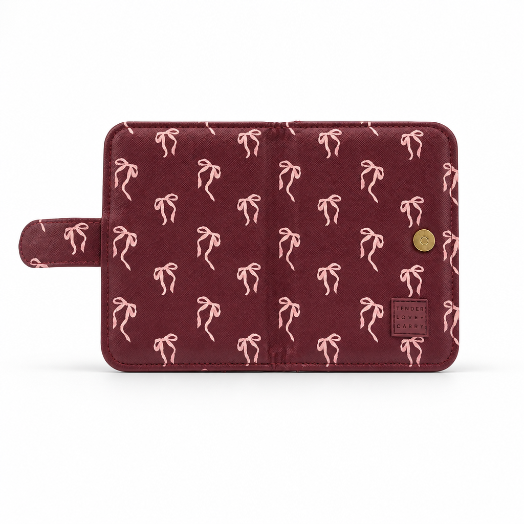 Burgundy Ribbon Passport Holder Set (2-Piece)
