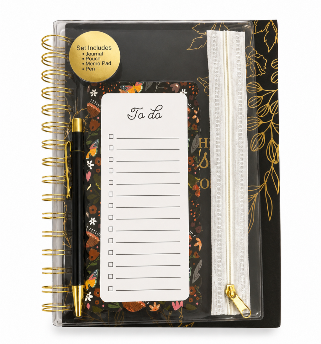 Black Floral Journal